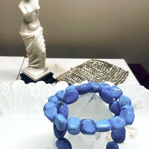 2 blue howlite bracelets